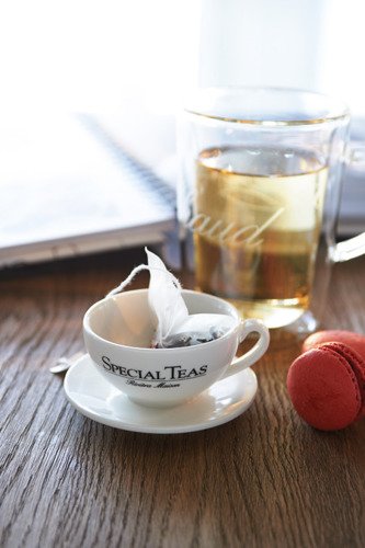 Riviera Maison Special Teas Teabag Holder talerzyk pod herbatę w kształcie filiżanki, porcelana, 9x3,5 cm