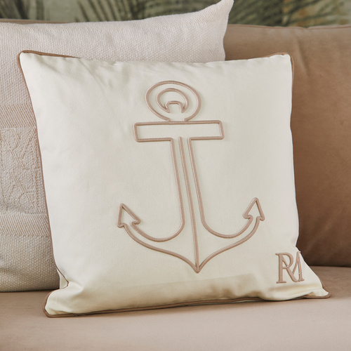 Riviera Maison Poszewka na poduszkę z motywem kotwicy  Lecco Pillow Cover 50x50 cm bawełna kolor złamanej bieli beż