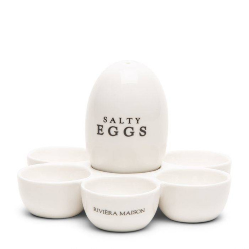 Stojak podstawka do jajek Riviera Maison Salty Eggs Egg Holder porcelana biała 13,8x9cm