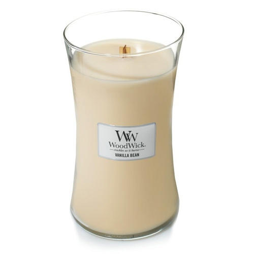 Woodwick świeca zapachowa Vanilla Bean drewniany knot duża 609,5g.