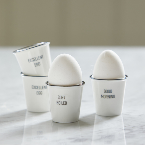 Riviera Maison Kieliszki do jajek RM Egg Holder zestaw 4 szt porcelana kolor biały 5x5cm