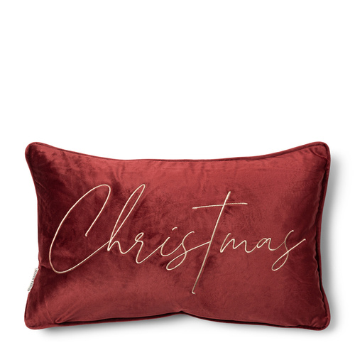 Riviera Maison Poszewka na poduszkę świąteczną Merry Christmas Pillow Cover 50x30 cm kolor bordowy