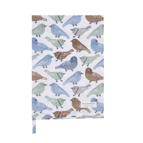 Ręcznik kuchenny Winter birds Krasilnikoff Danish Design kolor biały/ zielony/ błękitny/ brązowy 50x70cm 100% bawełna