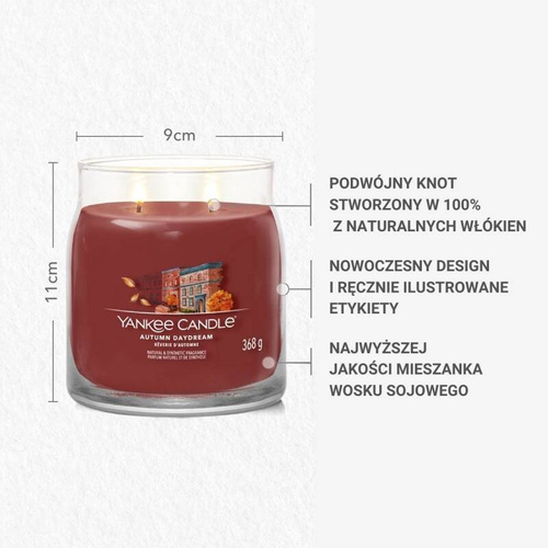 Yankee Candle Signature Świeca zapachowa Autumn Daydream słoik średni 368g dwa knoty wosk sojowy