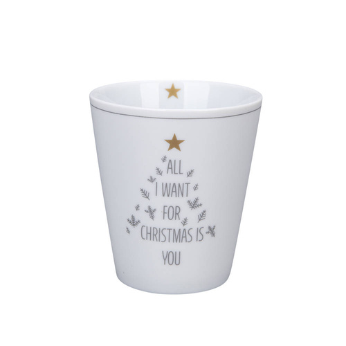 Krasilnikoff Kubek latte Happy Mug All I Want for Christmas biały 10cm 330ml