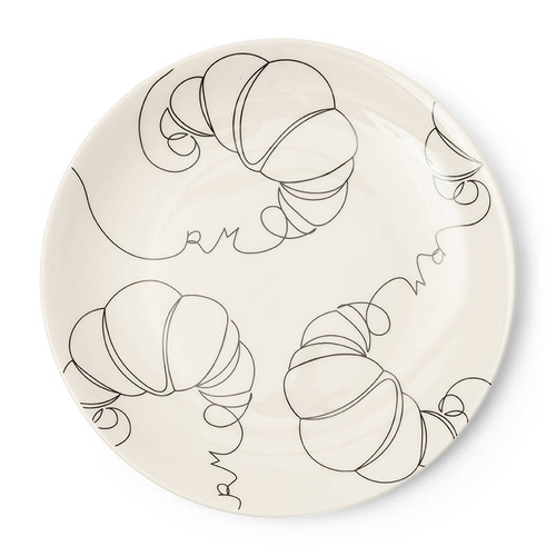 Riviera Maison Talerz porcelanowy biały z motywem rogala Le Petit Déjeuner Breakfast Plate 20cm