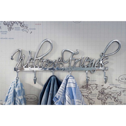 Riviera Maison, wieszak, Coatrack Welcome Friends, aluminiowy, 61x25x4cm