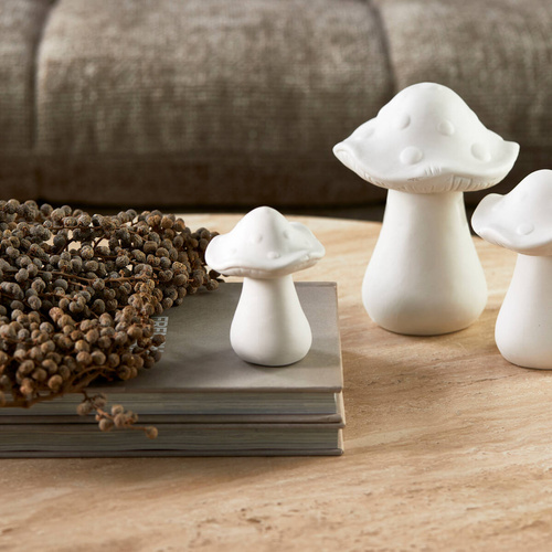 Riviera Maison Jesienny grzyb porcelanowy Autumn Mushroom Decoration S 10x7cm biały