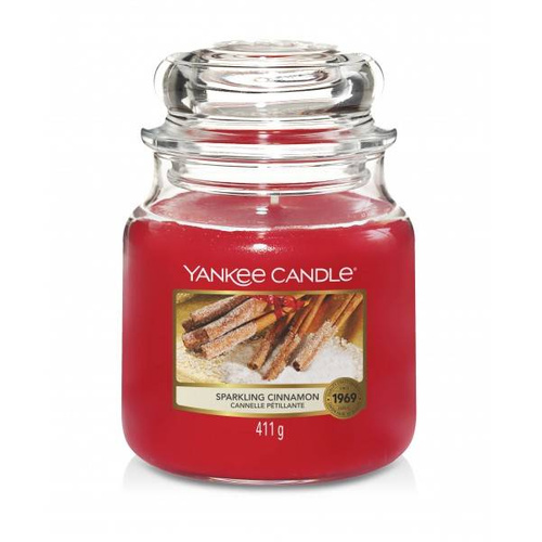 Yankee Candle świeca zapachowa Sparkling Cinnamon słoik średni 411g.