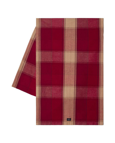 Lexington Bieżnik na stół w kratę Checked Linen/Cotton Runner bordo/beż 50x250cm len/bawełna