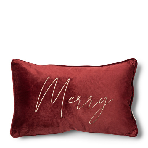 Riviera Maison Poszewka na poduszkę świąteczną Merry Christmas Pillow Cover 50x30 cm kolor bordowy