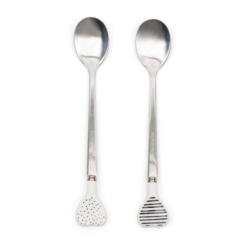 Riviera Maison Łyżeczki do kawy i herbaty Dots & Stripes Heart Spoons 2 szt 15x25,5cm