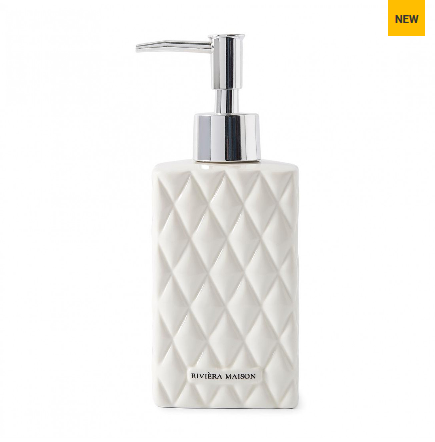 Riviera Maison, pojemnik na mydło, dozownik,  RM Classic Pattern Soap Dispenser, porcelanowy, biały