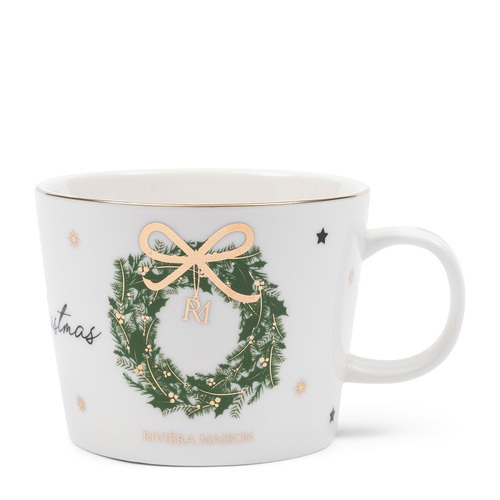 Riviera Maison Kubek świąteczny porcelanowy We Wish You A Merry Christmas Mug 12x9,5x7,5cm poj. 250ml