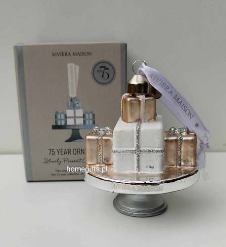 Riviera Maison Bombka szklana Patera na ciasto Lovely Present Cake Stand Ornament 9x8cm 