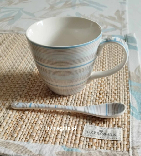 Greengate Kubek porcelanowy Divia pale blue pastelowy błękit i beż h9cm 300ml