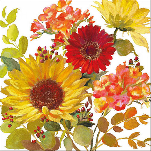 Serwetki papierowe Ambiente Sunny Flowers Cream lunchowe 33x33cm op.20szt