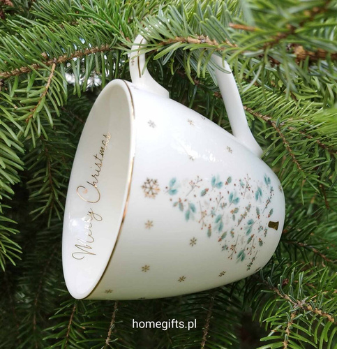 Kubek porcelanowy świąteczny Greengate Mug Lucie xmas white h9cm 300ml