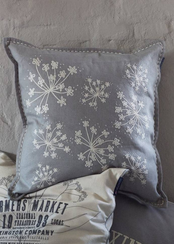 Lexington Pposzewka na poduszkę Flower Embroidered Linen/Cotton Pillow Cover Gray/White 50x50 len/bawełna