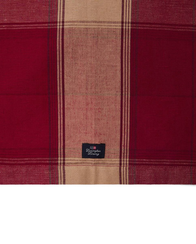 Lexington Bieżnik na stół w kratę Checked Linen/Cotton Runner bordo/beż 50x250cm len/bawełna