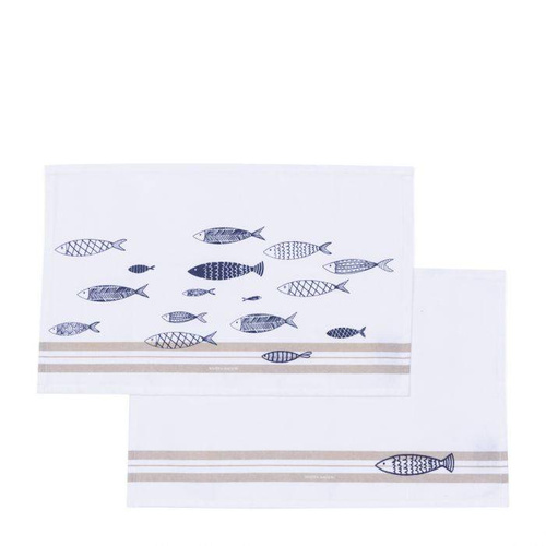 Riviera Maison Podkładki bawełniane na stół The Seafood Placemat kpl 2 szt białe 