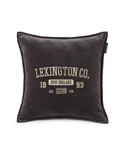 Lexington Poszewka na poduszkę Logo Message Cotton Velvet Gray Szara 50x50cm