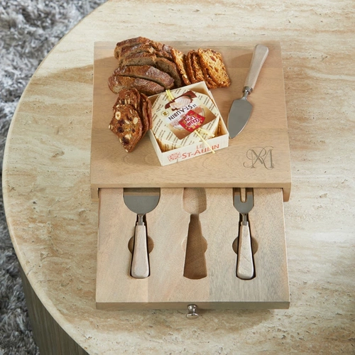 Riviera Maison Deska do serów z nożykami RM Cheese Board Set drewno mango 28x28cm