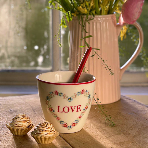 Kubek Latte Greengate Heart Love 300ml 9x10cm.