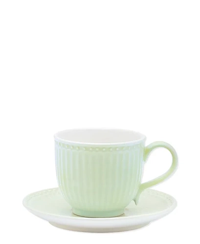 Filiżanka porcelanowa ze spodkiem Greengate Alice Pastelowy zielony H7,5 250ml.