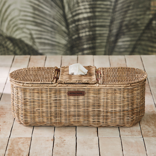 Riviera Maison Pojemnik Rattanowy do przechowywania z serwetnikiem  RR Toilet Paper & Tissue StorageBox 45x14,5x16,5cm