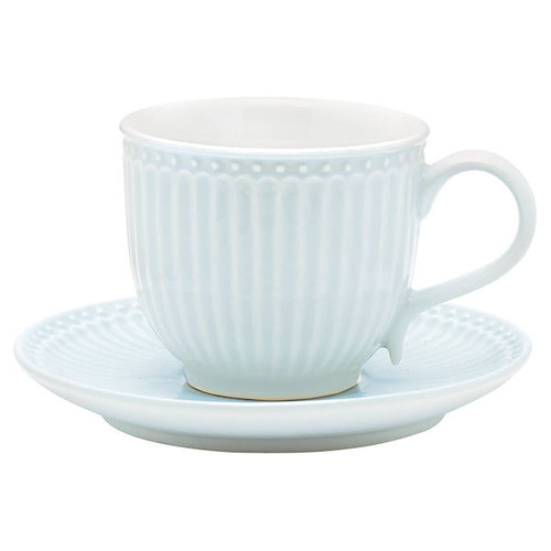 Filiżanka porcelanowa ze spodkiem Greengate Alice Pale Blue Błękitna H7,5  250ml