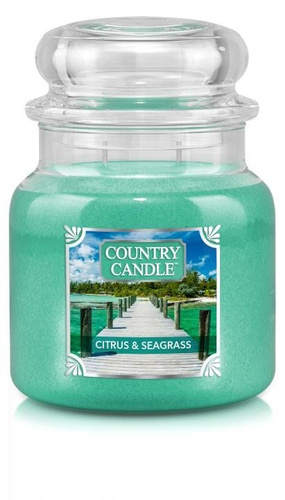  Country Candle, świeca zapachowa, Citrus & Seagrass, średni słoik, 453g, 2 knoty.