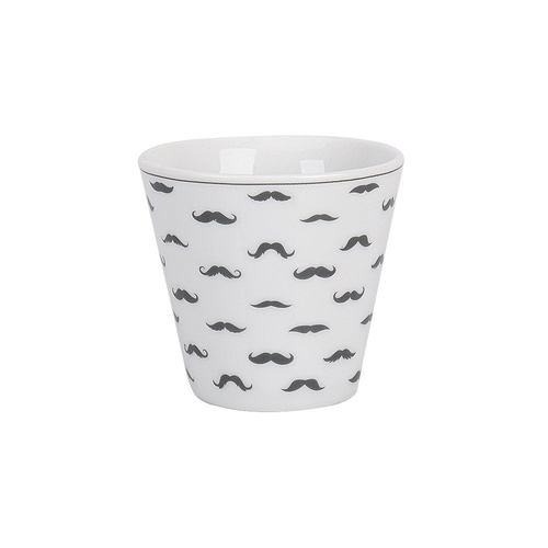 Krasilnikoff, kubek, porcelanowy do espresso biały z wąsami, Moustache, 6cm, 90ml.