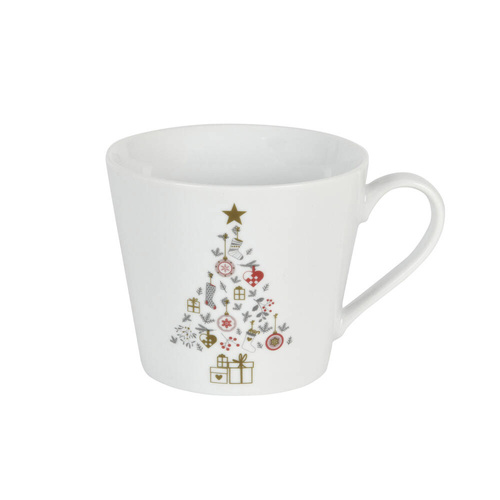 Kubek świąteczny porcelanowy Christmas Tree Krasilnikoff Danish Design biały H9cm 350ml