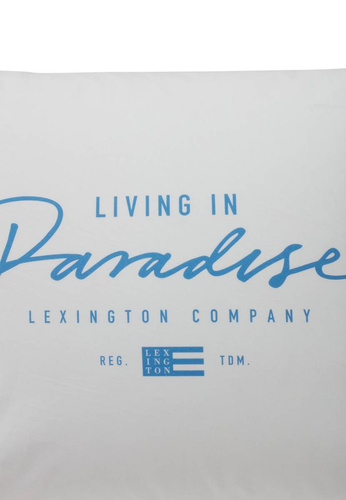 Lexington Poszewka na poduszkę Living in Paradise Printed Organic Cotton Poplin Pillowcase biała/niebieska 50x60