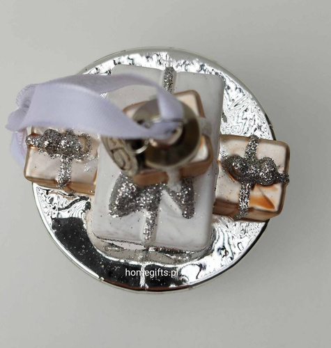 Riviera Maison Bombka szklana Patera na ciasto Lovely Present Cake Stand Ornament 9x8cm 