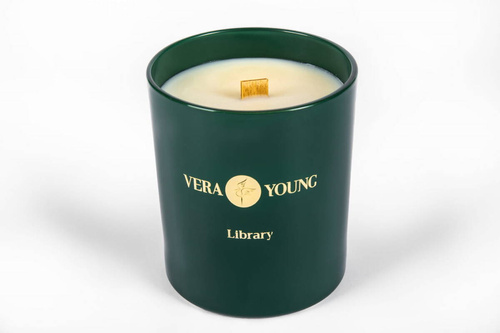 Świeca sojowa zapachowa Vera Young Bliss - Library drewniany knot 220g czas palenia około 70h