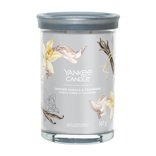 Yankee Candle Signature Świeca zapachowa Smoked Vanilla & Cashmere słoik duży tumbler 567g dwa knoty wosk sojowy