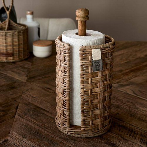 Riviera Maison Stojak na ręcznik papierowy RR Weave Kitchen Roll Holder 31x14 rattan