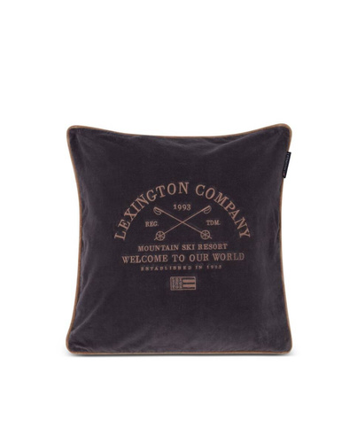 Lexington Poszewka na poduszkę Ski Resort Organic Cotton Velvet Pillow Cover 50x50 cm kolor ciemny szary aksamit.