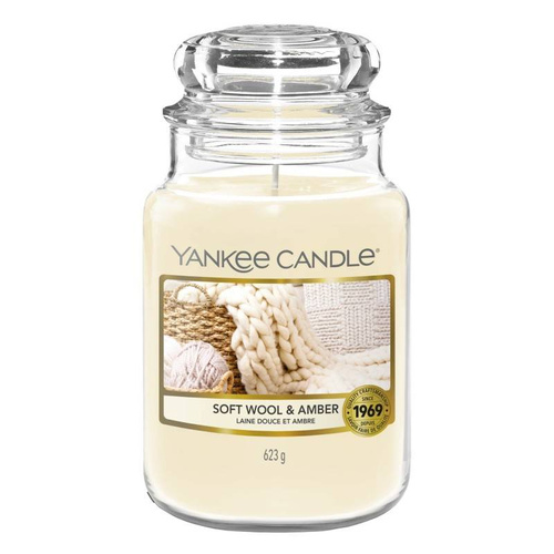 Yankee Candle świeca zapachowa Soft Wool & Amber słoik duży 623g.