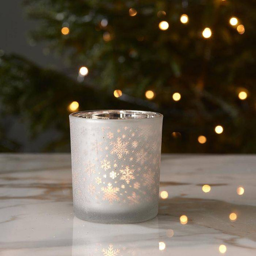 Riviera Maison Świecznik świąteczny na tealight Classic Christmas Votive 8 x7,5cm srebrny