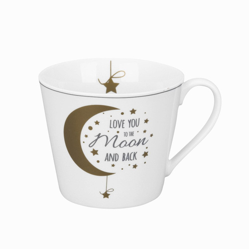 Krasilnikoff, kubek, porcelanowy, biały, Love you to the moon, 9cm, 400ml.