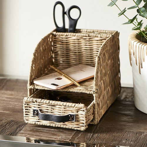 Riviera Maison Organizer na biurko rattanowy Rustic Rattan Desk Organizer 20x15x15cm