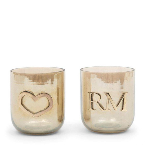 Riviera Maison Świecznik szklany złoty na tealight RM Love Votive Box Gold 2 szt 