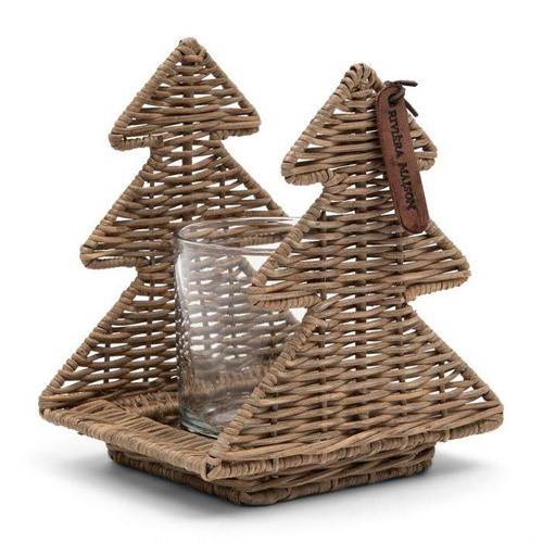 Riviera Maison Świecznik świąteczny choinka rattanowa RR Lovely Trees Votive 17x15x12,5cm