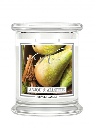 Kringle Candle, świeca zapachowa, Anjou & Allspice, średni klasyczny słoik, 411g, 2 knoty.