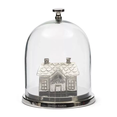 Riviera Maison Dekoracja kopuła szklana z domkiem RM Classic House Dome H26x20cm aluminium szkło