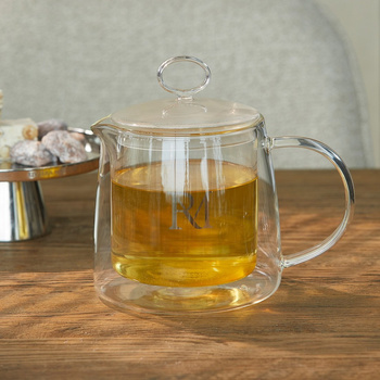 Riiviera Maison Dzbanek do herbaty z podwójnymi ściankami szklany RM Double Wall Monogram Tea Pot 14,5/20x12,5cm poj 1,1L