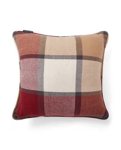 Lexington Poszewka na poduszkę w kratę Checked Recycled Cotton Heavy Twill Pillow Cover 50x50cm kolor bordo/beż/biały 100% bawełna